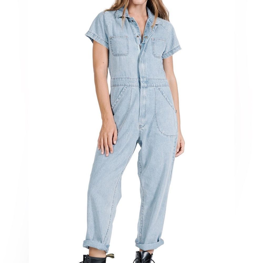 Pistola Grover Denim‎ Jumpsuit Disoriented blue size Large nwt